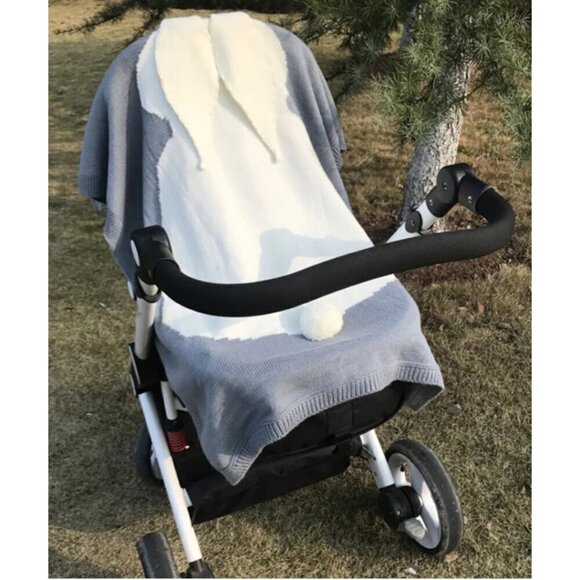 BUNNY Animal Blanket with Poof Tail & Fabric Ears - Picture 2 of 10